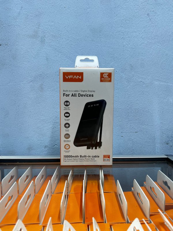 vfan  10000mAh powerbank with 4 output cables